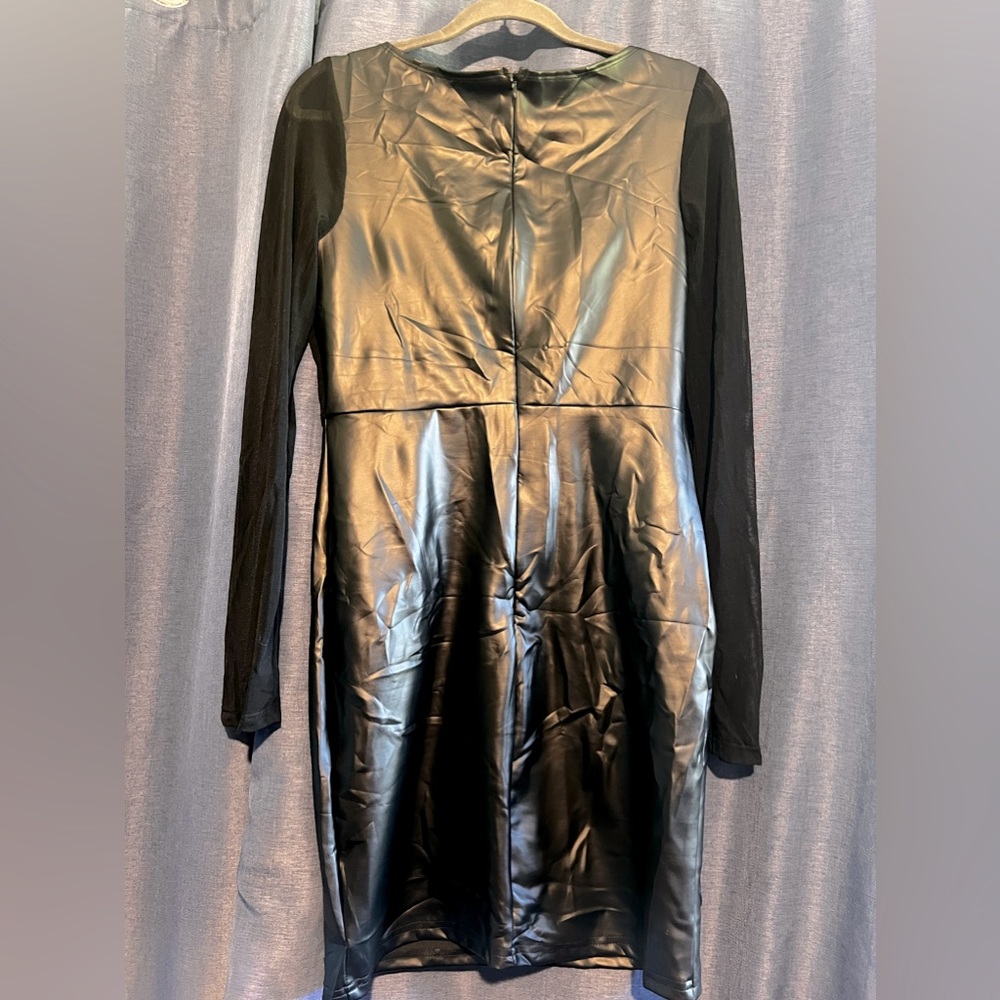 Leather dress with sleeves